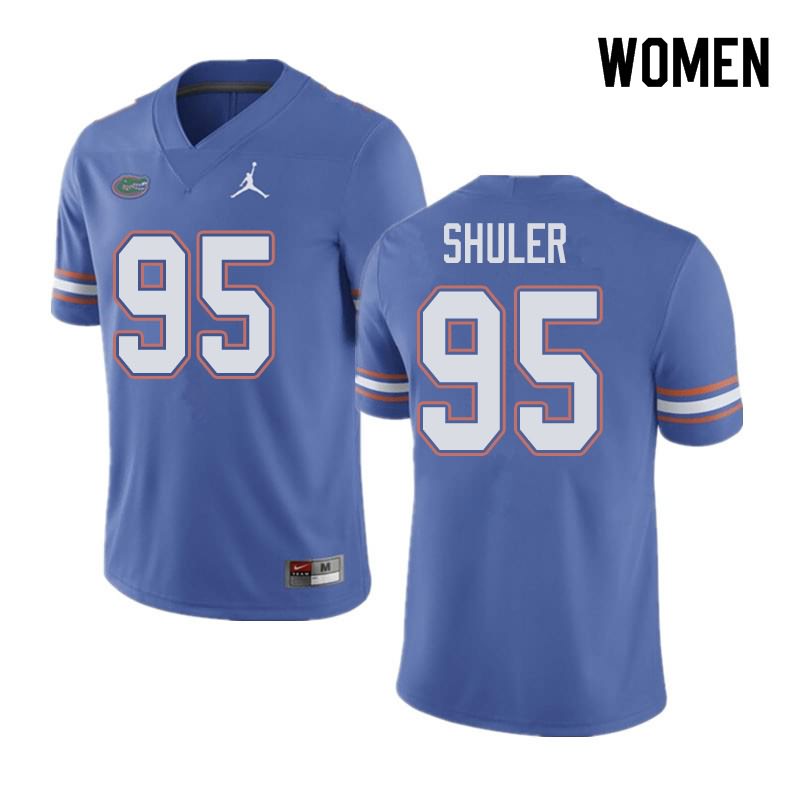 NCAA Florida Gators Adam Shuler Women's #95 Jordan Brand Blue Stitched Authentic College Football Jersey MOO3064US